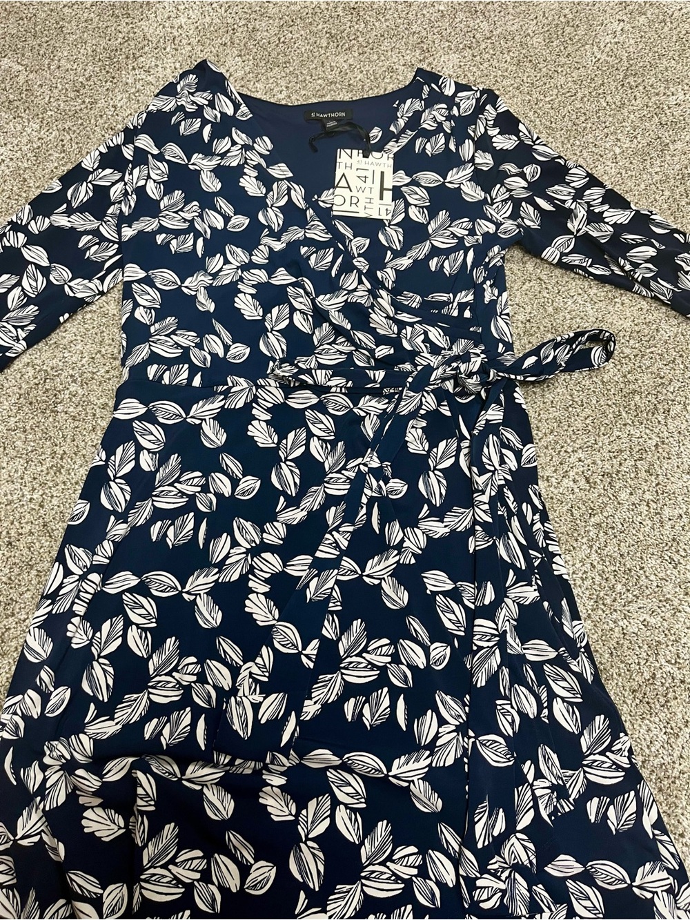 41 Hawthorne Floral Wrap Dress -Navy & White NWT